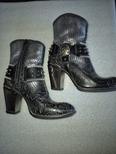 New Rock Tx005-S1 Ladies Leather Heel Short Black Boots Gothic Punk Rock 