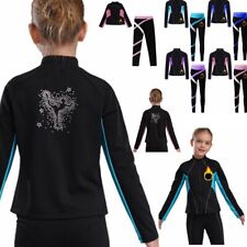 DE iEFiEL Mädchen Fleece Eiskunstlauf Trainingsanzug Fleece Thermo Jacke+Legging