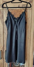 bpc Kleid Nachthemd Negligée schwarz Spitze seidig 38 40 M L seidig neu