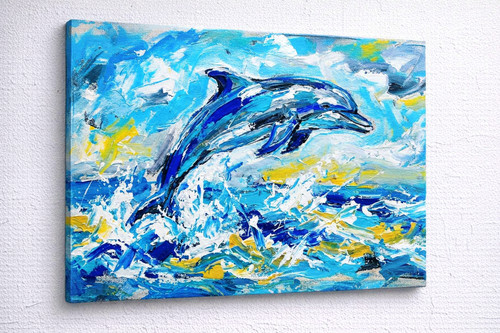 Springender delfin wandbild - delfin,