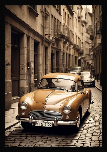Lebendiger oldtimer gerahmtes - lebendiger,