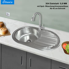  1 Spülbecken Edelstahl 304 Küchenspüle Einbauspüle Spüle rund 1 Becken 77x50 