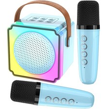Karaoke Maschine 2 Mikrofon Mini Musik Box Kinder Mädchen Bluetooth Lautsprecher