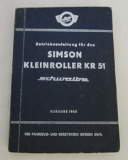 alte, originale Betriebsanleitung für den Simson Kleinroller Schwalbe