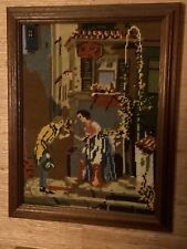 Gesticktes Wandbild - Spitzweg -  45 cm Hoch - 35 cm Breit  alten - antik -