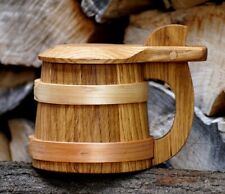 Bierkrug mit Deckel Eichenholz Humpen Krug Bier Geschenk Mann Trinkgefäß Holz