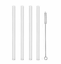 4x GLAS STROHHALME Glashalme