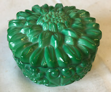 Böhmen Malachitglas Sonnenblume Deckeldose H/Ø6,5x9,5cm Carl Schlevogt 