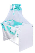 Babybett K2 mit 11-tlg KomplettSet Bettwäsche Matratze Nestchen Turkus Minze