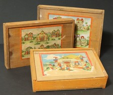 3 alte Holz Baukasten