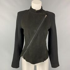HAIDER ACKERMANN Größe 4 Schwarze Virgin Wool Mischung Asymmetrische Raglanjacke