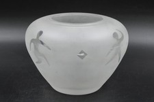 Erwin Eisch Blumenvase Vase Glas satiniert signiert Mensch Raute Vintage H 14 cm