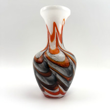 Vintage Kunstglasvase handgefertigt – Rot, Grau, Weiß marmoriert, 26,5 cm RAR
