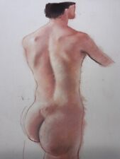 GROSSE KREIDEZEICHNUNG ZEICHNUNG AUF PAPIER PORTRAIT MANN AKT EROTIK 43x61cm