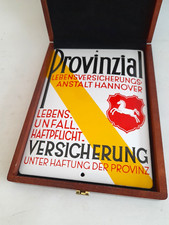 Provinzial Versicherung Hannover Emailschild im original Holzkasten Werbeschild