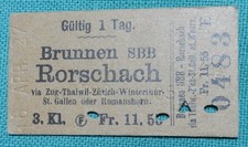 Alte Fahrkarte Zug SBB Brunnen