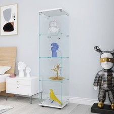 164cm Glasvitrine Standvitrine Gehärtetes Schrank Vitrine für Sammlungen mit Tür