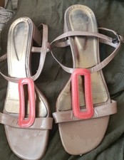 KESS Sandale Damen Schuhe Gr. 40 beige /koralle Lackleder