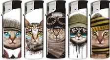 50 Stk Cool Cats Feuerzeuge Nachfüllbar Elektronik Feuerzeug im Display FZ-952