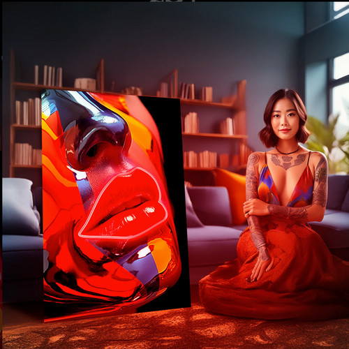 Bild mit led beleuchtung - beleuchtung, "lips