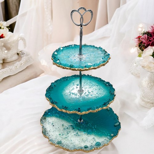 Etagere stöckig blau gold - etagere,