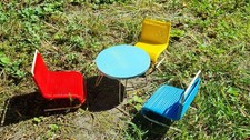 Bodo Hennig Puppenhaus Gartenmöbel Balkon 50/60er J. 1:10 Spaghetti Stühle