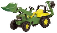RollyJunior John Deere Trettraktor mit Frontlader und Heckbagger