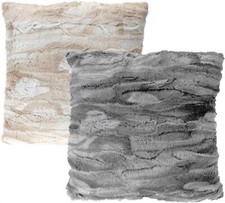 Fellkissen aus Fleece - 45x45 cm Landhaus Deko Kissen Sofakissen Grau/Cremebraun