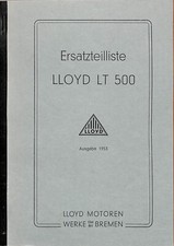 Ersatzteilliste LLOYD LT 500 1953 Hansa Werke Kleinbus Liste Ersatzteile