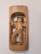 Vintage Holzrelief Junge mit