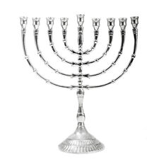 32cm Hanukkah Menorah Kerzenleuchter Groß Silber 9er Kerzenständer Messing 2801