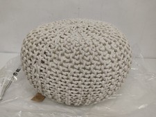 Westwing Collection Strickpouf Dori Pouf Sitzpouf Cremeweiß Bodenkissen Ø 55cm