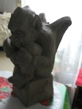 Gargoyle Torwächter Steinguß Figur Garten frostfest alt rar und signiert !