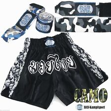 SET BUNDESWEHR Thaiboxhose Boxbandagen Muay Thai Hose Short Thaiboxen MMA Camouf