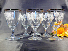 6 Weingläser aus den 1950 Jahren mit Goldrand Rarität