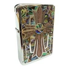 Z-Plus Cool Perlmutt Cross Gas-Feuerzeug Jet-Flamme edle Perlmutt-Optik Kreuz