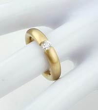 Solitär Spannring * Ring Gold 585 massiv 9,5 g Brillant 0,2 ct