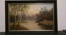Antiker Landschaft Ölgemälde 49×72cm Vintage Wunderschöne Dekoration Bild