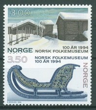 Norwegen 1994 Freilichtmuseum Bauernhäuser Pferdeschlitten 1161/62 postfrisch