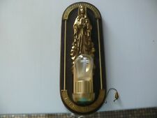 Rarität Original Lourdes Madonna Wandlampe Eichenholz Wandhalterung Leuchtkreuz