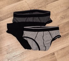 3er Herren Slips Livergy Unterhosen Schwarz Grau Dunkelgrau Größe L Baumwolle