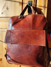 Pike Echtleder Rucksack Cognac Made in Italy 35x32x12 Damen