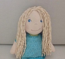 Haba Soft Stoff Puppe Annie Blond blaues Kleid Anziehpuppe ca. 35cm Stoffpuppe 