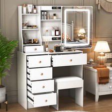 LED Schminktisch Kosmetiktisch Frisiertisch mit spiegel und hocker Beleuchtung