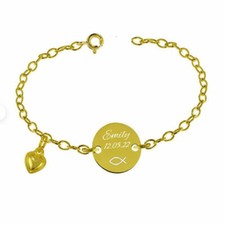 Stabiles Baby Taufarmband mit Christenfisch, Echt Gold/333- Inkl. Gravur