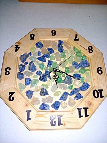 Wanduhr holz vieleckig analog - holz,
