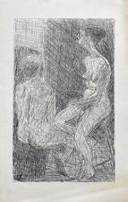 Radierung 2 Figuren weibliche Akte Monogrammiert 50 x 32,5 cm