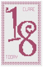 18. Geburtstag Pink Kreuzstich Kartenkit Oder Muster - Von Florashell