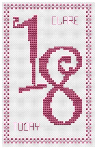 Geburtstag pink kreuzstich - 18.,