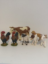Schleich Tiere Bauernhof Kühe Hund Ziege Schaf Hahn 2 Wie Neu